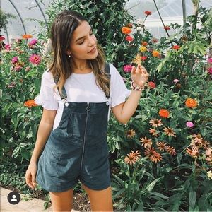 Princess Polly Dark Green Cord Overalls NWT